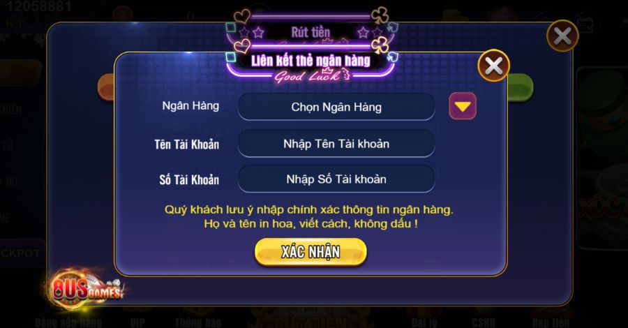 Lưu ý điền đầy đủ thông tin chính xác để giao dịch được diễn ra nhanh hơn