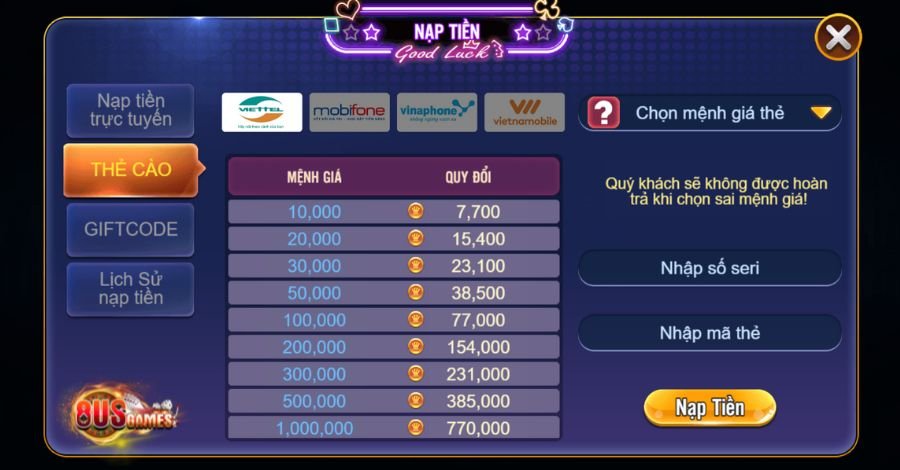 Lưu ý một số điều để giao dịch nạp tiền được diễn ra nhanh chóng, chính xác