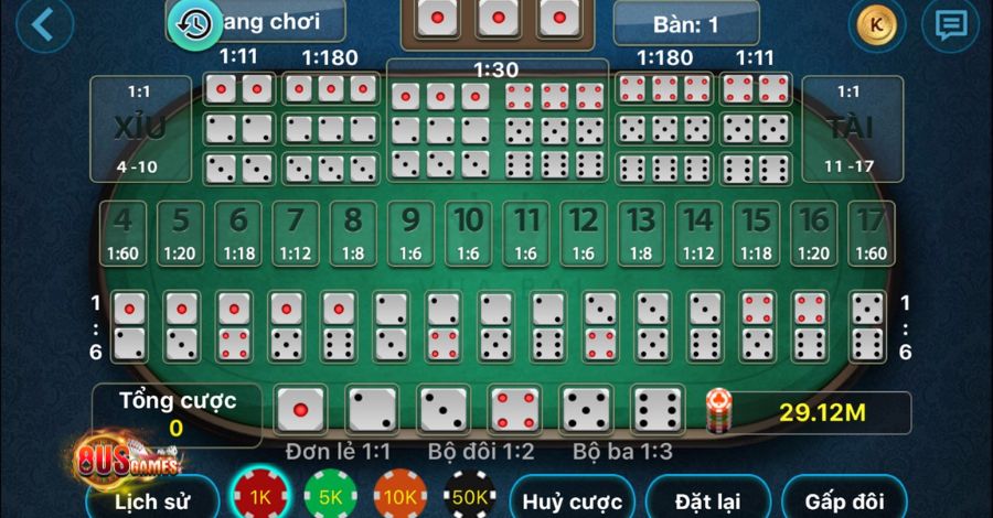 Người chơi có thể lựa chọn hình thức cược theo bộ ba khi chơi game Tài Xỉu