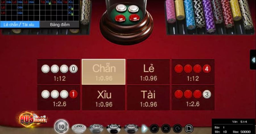 Xóc Đĩa 3D có 8 cửa cược khác nhau để người chơi lựa chọn